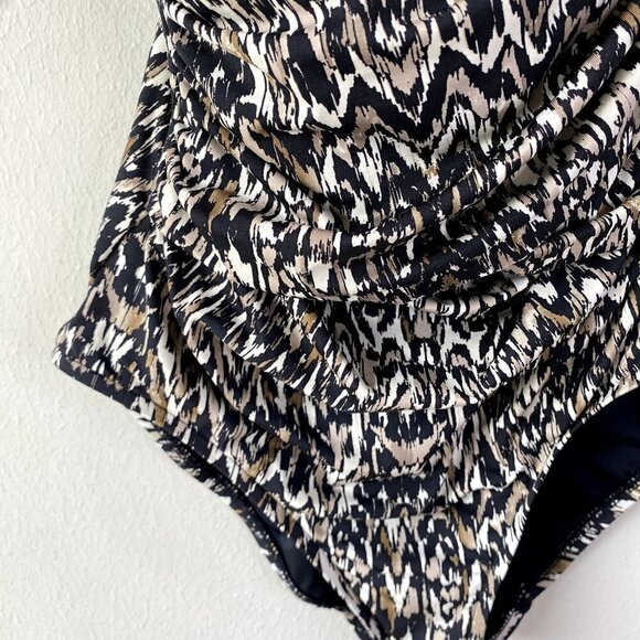 Badgley Mischka Rouched Wrap One Piece Swimsuit 4 - Picture 4 of 11